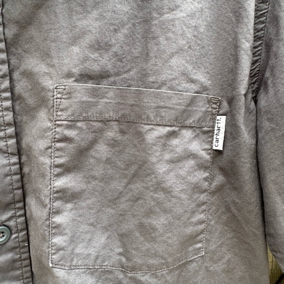 Carhartt Mens Original Collared Button Down Short Sleeve Tee in Dark Grey - Picture 2 of 7